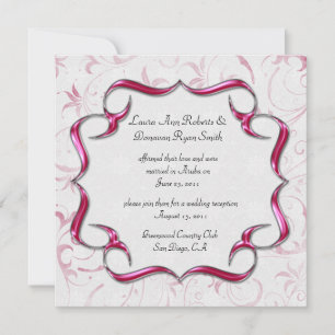 Invitation Mariage De Poste Orné De Rose Clair Et D'Argent