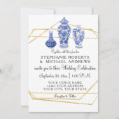Invitation Mariage de poterie Vintage Vintage marine (Devant)