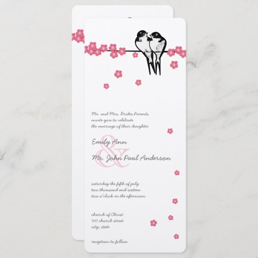 Invitation Mariage de poulet de la forêt enchantée en fleurs  (Devant / Derrière)