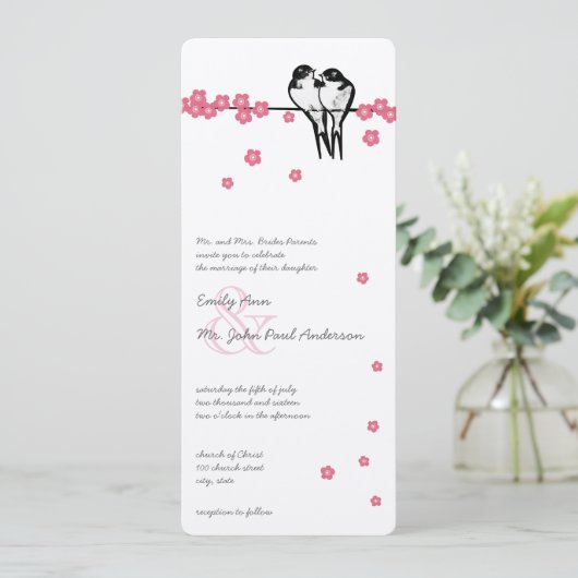 Invitation Mariage de poulet de la forêt enchantée en fleurs  (Debout devant)