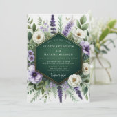 Invitation Mariage de prairie bio vert émeraude (Debout devant)