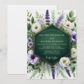 Invitation Mariage de prairie bio vert émeraude (Devant / Derrière)