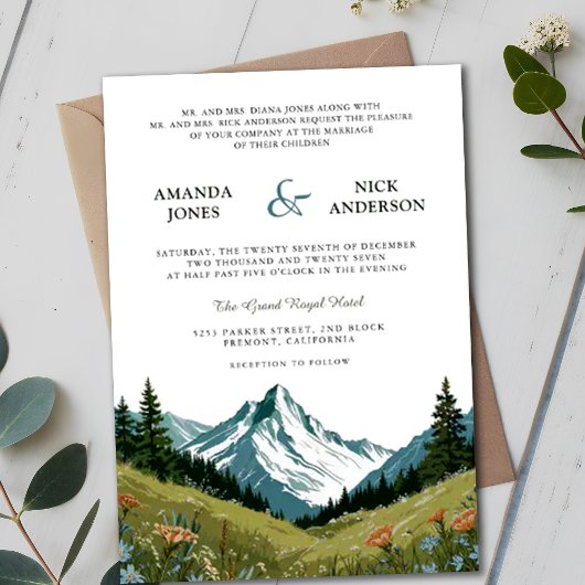 Invitation Mariage de prairie de Fleur sauvage Boho