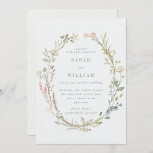 Invitation Mariage de prairie d'été romantique