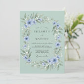 Invitation Mariage de Prairie Éthérée Vert Menthe (Debout devant)