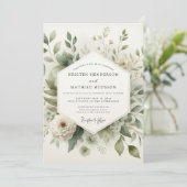 Invitation Mariage de Prairie Éthérée Vert Sauge (Debout devant)