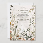 Invitation Mariage de prairie Fleur sauvage lunaire (Devant)