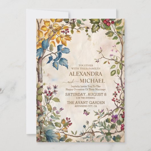 Invitation Mariage de prairie Fleur sauvage lunaire (Devant)