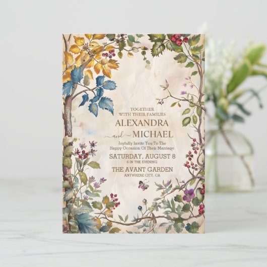 Invitation Mariage de prairie Fleur sauvage lunaire (Debout devant)