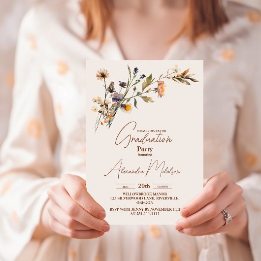 Invitation Mariage de prairie Fleur sauvage lunaire