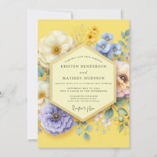 Invitation Mariage de Prairie Fleurie Jaune (Devant)