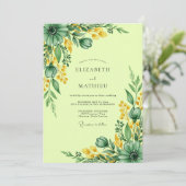 Invitation Mariage de prairie frais vert citron (Debout devant)