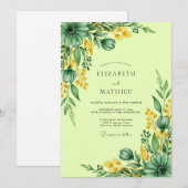 Invitation Mariage de prairie frais vert citron (Devant / Derrière)