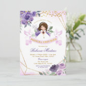 Invitation Mariage de Primera Florale violet et or (Debout devant)