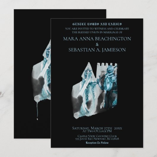 Invitation *~* Mariage de Princesse Chevalier au Château Médi (Devant / Derrière)