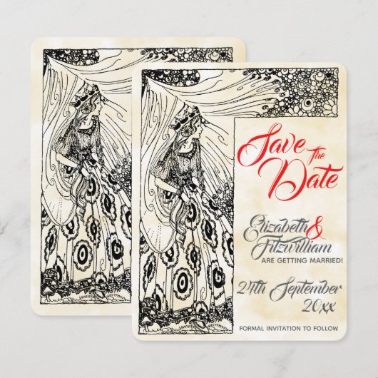 Invitation Mariage de Princesse de Conte de Fée Save The Date (Devant / Derrière)