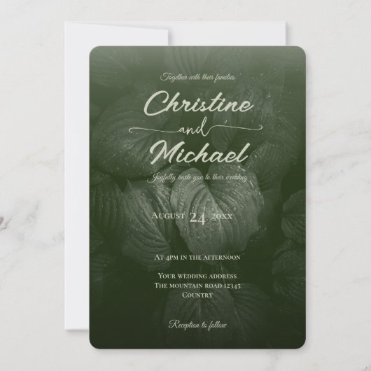 Invitation Mariage de printemps à la feuille verte (Devant)