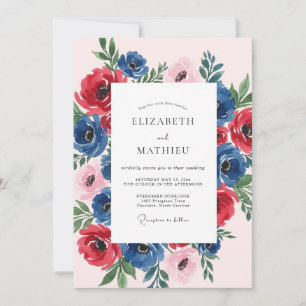 Invitation Mariage de printemps à la floraison de rubis bleu