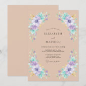 Invitation Mariage de printemps à la floraison douce violette (Devant / Derrière)
