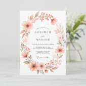 Invitation Mariage de printemps à l'aquarelle délicate pêche (Debout devant)