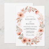 Invitation Mariage de printemps à l'aquarelle délicate pêche (Devant / Derrière)