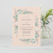 Invitation Mariage de printemps à l'aquarelle douce pêche (Debout devant)