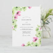 Invitation Mariage de printemps à l'aquarelle rose (Debout devant)