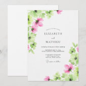Invitation Mariage de printemps à l'aquarelle rose (Devant / Derrière)