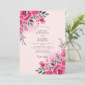 Invitation Mariage de printemps à l'aquarelle rose vif (Debout devant)