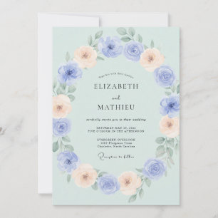 Invitation Mariage de printemps à l'aquarelle vert menthe