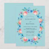 Invitation Mariage de printemps à l'esprit cyan (Devant / Derrière)