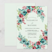 Invitation Mariage de printemps abondant sarcelle (Devant / Derrière)