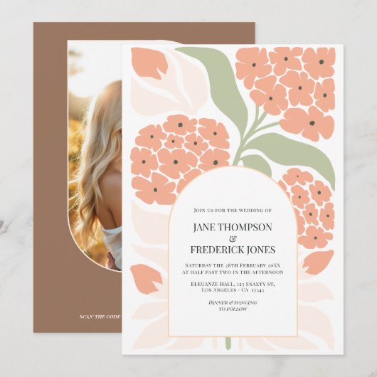 Invitation Mariage de printemps abstrait moderne Fleur d'abri (Devant / Derrière)