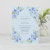Invitation Mariage de printemps aérien bleu doux (Debout devant)