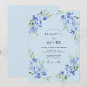 Invitation Mariage de printemps aérien bleu doux (Devant / Derrière)
