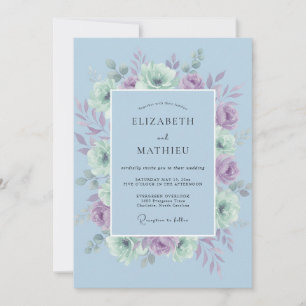 Invitation Mariage de printemps aérien bleu poudre