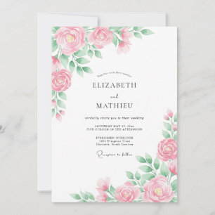Invitation Mariage de printemps aérien rose pivoine