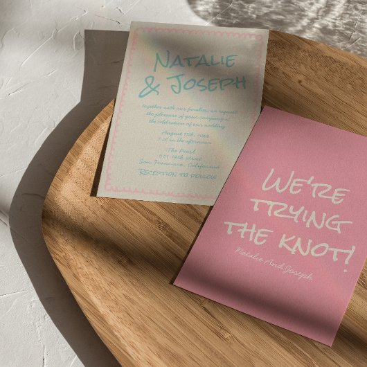 Invitation Mariage de printemps amusant écrit à la main paste