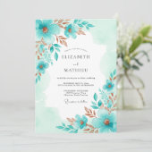 Invitation Mariage de printemps Aqua Serene (Debout devant)