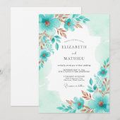 Invitation Mariage de printemps Aqua Serene (Devant / Derrière)