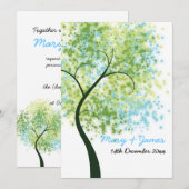 Invitation Mariage de printemps arbre tourbillonnant "Sauver  (Devant / Derrière)
