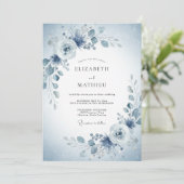 Invitation Mariage de printemps aux fleurs bleues (Debout devant)