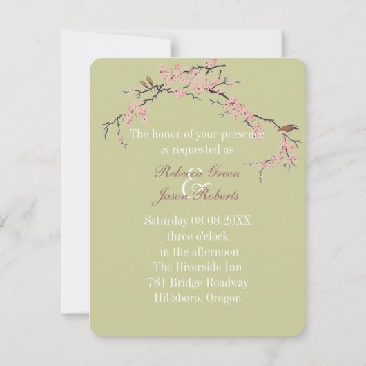 Invitation mariage de printemps aux fleurs de cerisier japona (Dos)