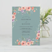 Invitation Mariage de printemps aux fleurs de pêche (Debout devant)