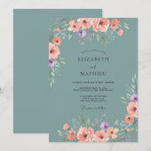 Invitation Mariage de printemps aux fleurs de pêche (Devant / Derrière)