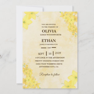 Invitation Mariage de printemps aux fleurs jaunes