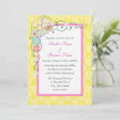 Invitation Mariage de printemps aux fleurs jaunes roses vif (Debout devant)