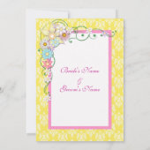 Invitation Mariage de printemps aux fleurs jaunes roses vif (Dos)