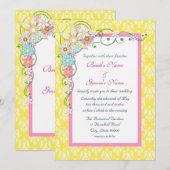 Invitation Mariage de printemps aux fleurs jaunes roses vif (Devant / Derrière)