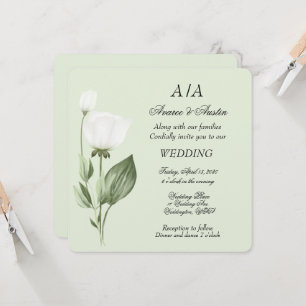 Invitation Mariage de printemps aux tulipes blanches